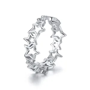 RINNTIN SR103中国高品质珠宝女士星型纯银戒指