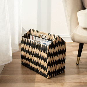 Panier à Magazine de salle de bains, tissé à la main, avec poignées, rangement polyvalent pour la maison ou le bureau - Product Image 3