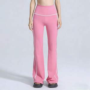 Pantalon <span class=keywords><strong>de</strong></span> yoga évasé taille haute premium avec passepoil contrastant, respirant, idéal pour le yoga, le Pilates, le fitness, les tenues décontractées et le quotidien - Product Image 3