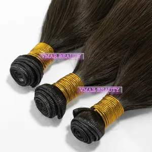 VMAE-extensiones de cabello humano brasileño virgen, sin procesar, con cutícula sin procesar, color negro, marrón oscuro