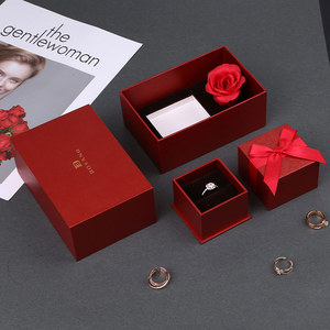Boyang Custom Luxury Red Paper Engagement Wedding <b>Ring</b> Jewelry Box Packaging - Product Image 6