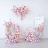 Décorations artificielles pour mariage, ensemble de fleurs en soie rectangulaires rose et bleu rêveur, pour arche en acier inoxydable et toile de fond en panneau KT, idéal pour la photographie