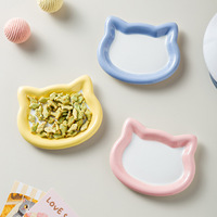 Assiette de dîner créative en céramique avec motif de chat de dessin animé, gamelle anti-chute pour animaux de compagnie, design de plat à lécher, style américain pour la rentrée scolaire