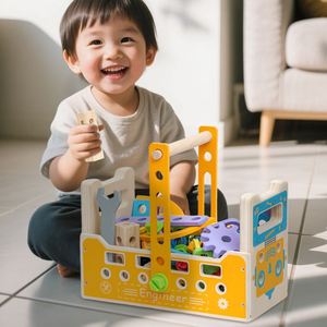 Kit de jeu d'imitation pour enfants : établi de construction STEM, ensemble d'outils de camion en bois avec perceuse jouet, cadeau sensoriel d'anniversaire pour tout-petits - Product Image 3