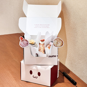 Boîtes à donuts en carton biodégradable écologiques recyclables avec logo personnalisé, séparateurs pour boulangerie, gâteaux, macarons, emballage cadeau - Product Image 2