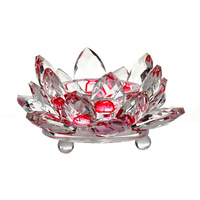 HBL Vente en gros de figurines de fleurs de lotus en verre de cristal Artisanat Ornements Bougeoir en verre en forme de fleur en cristal