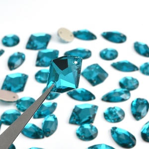 OLeeya Zircon bleu 5A, Strass à coudre en cristal à dos plat, forme goutte Rivoli, pour accessoires de justaucorps de gymnastique - Product Image 2