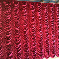 Rideaux Décoratifs Personnalisés d'Usine, Luxe, Rouge, Motif Ondulé et Volanté, pour Fond de Scène, Fête, Théâtre, Salle de Mariage