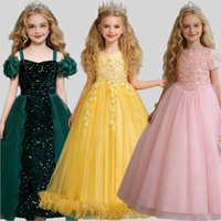 Robe de soirée formelle sans manches avec nœud décoratif pour enfants, idéale pour les anniversaires, les mariages et les concours de beauté des filles.