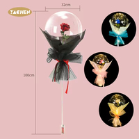 YACHEN Ballons Bobo lumineux à LED de 18 pouces, bouquet de fleurs roses, ballon avec lumières LED, cadeaux pour la Saint-Valentin, décoration de fête