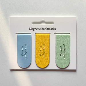 Cute Classical Leather Eco-friendly Bookmark Customized Color Logo Magnetic Card Book Note Holder for Promotional Bookmarks