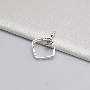 Pendentif féminin Han DIY en argent S925, forme de boîte, vide, accessoires de support pour bijoux, magnifique pendentif en perle - Product Image 2