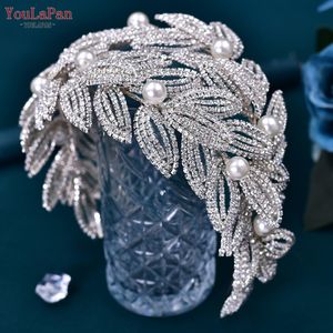 YouLaPan Diadema de Novia con Hojas, Tocado Nupcial, Accesorios para el Cabello de Mujer, Joyería Hecha a Mano, Tocado de Novia, Tiara para Concurso <span class=keywords><strong>HP411</strong></span> - Product Image 4