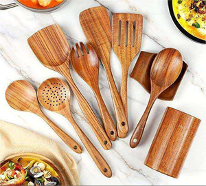 Ensemble d'ustensiles de cuisine en bois modernes et résistants à la chaleur pour la maison, cuillères et spatules, à prix abordable - Product Image 5