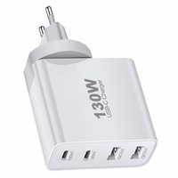 Nouveau 130W PD Gan 2 Type-C QC 3.0 4 ports chargeur mural adaptateur mural de charge pour EU US UK Inde pour téléphone et ordinateur portable 20W puissance de sortie