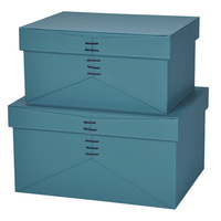 Organisateur de rangement empilable et imbriqué en cuir bleu décoratif