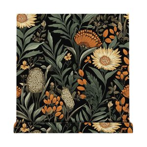Creation Of Time And Space Bohemian Floral Wallpaper Self Adhesive Dark Color Vintage Style For Home Decoration - Product Image 5