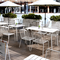 Ensemble de table et chaises de salle à manger en bambou pour l'extérieur, mobilier commercial pour patio, café, restaurant, cour, bar, sièges en plein air