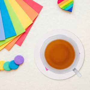 Xieli Vietnam Portabicchieri Rotondi in Carta Usa e Getta Personalizzati con Motivo Arcobaleno 'Trovo la Felicità nell'Arcobaleno' - Product Image 2