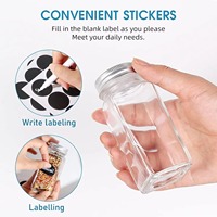 Pot à épices carré en verre 120 ml avec couvercle en bambou, réutilisable et hermétique, pour la cuisine, le barbecue, le sel et le poivre