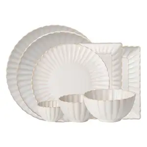 Plato de cerámica moderno al por mayor, plato esmaltado de porcelana para vajilla, juego completo de cuencos de cerámica, platos