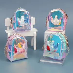 Nuovo cuore corona di colore Laser zaino scuola borse ragazze portachiavi portamonete Kawaii bambini borsa scuola