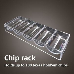 Boîte de rangement pour jetons de poker Texas, transparente, en acrylique cristallin, rigide, couleur unie, ensemble de 100 pièces avec couvercle et base - Product Image 3