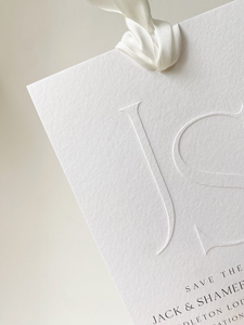 Étiquette en papier <span class=keywords><strong>de</strong></span> coton gaufré Middleton « Save the Date » avec ruban <span class=keywords><strong>de</strong></span> soie pour cartes <span class=keywords><strong>de</strong></span> visite <span class=keywords><strong>de</strong></span> vêtements - Product Image 2