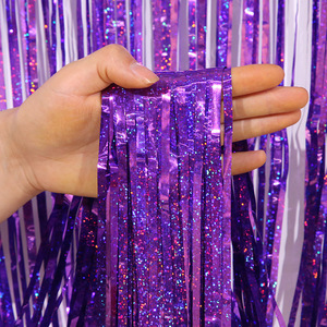 Pita Foil Berkilau untuk Pesta Hari Valentine, Tirai Rumbai Foil Perak, Dekorasi Pesta, Tirai Tinsel Metalik - Product Image 4