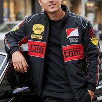 Veste en satin pour homme, style F1, broderie artisanale, design classique noir et rouge, personnalisable, imperméable, pour l'hiver, très vendue