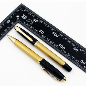 Stylo publicitaire de qualité supérieure avec logo personnalisé, motif ligne dorée croisée - Product Image 6