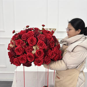 Boule de fleurs artificielles en soie réaliste populaire, centre de table fait main au design moderne pour mariage et décoration intérieure - Product Image 5