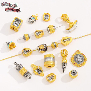 Amuletos de Cobre Chapados en Oro Estilo Antiguo de Nantong con Cabeza de Buda Ganesha, Accesorios de Joyería DIY, Colgantes Unisex - Product Image 1