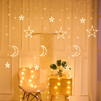 Guirlande lumineuse LED PVC étoile et lune pour la décoration de l'Aïd Moubarak 2026, idéale pour la maison, les événements islamiques et les fêtes musulmanes