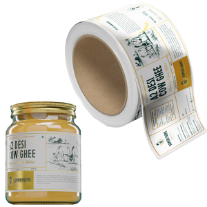 Etiqueta Adhesiva Personalizada para Envases de Productos Lácteos, Resistente al Aceite, con Acabado Mate, para Aplicación a Máquina en Frascos de Vidrio - Product Image 1