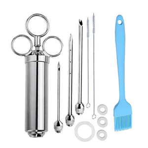 厨房配件重型2盎司不锈钢注射器肉注射器，带硅胶刷，用于烧烤烤架 - Product Image 6