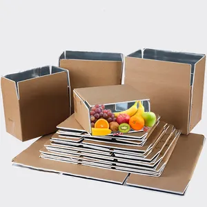 Caja refrigeradora de alimentos congelados reutilizable, caja de envío aislada de cartón isotérmico grande móvil de aluminio, embalaje de correo de alimentos para frutas - Product Image 4