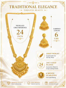 Ensemble d'accessoires de mode plaqué or City Girl avec collier long et boucles d'oreilles style antique pour femmes et filles - Product Image 2