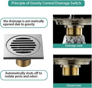 304 thép không gỉ chống mùi sàn cống phòng tắm bồn rửa Lọc cống Stopper drainer tóc Catcher vuông tầng chất thải - Product Image 3