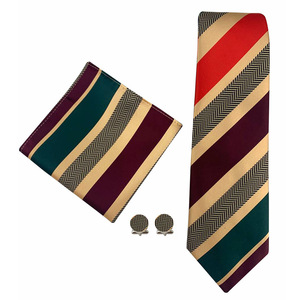 Conjunto de Gravata Masculina de Luxo 8cm para Negócios, com Trama Jacquard, Estampas Listradas Preto e Dourado, Xadrez e Floral, Lenço de Bolso e Abotoaduras, Presente de Casamento - Product Image 1