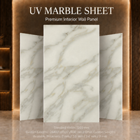 Panneau mural en PVC brillant MORLENX, effet marbre UV veiné blanc ivoire, pour projets résidentiels de luxe