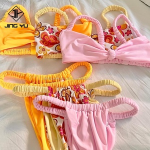 Ensemble de maillot de bain personnalisé avec cordon de serrage, tanga, bikini, maillot de bain 2 pièces, vêtements de bain pour femmes, ensemble de bikini string - Product Image 1