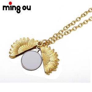 Dell'oro di modo Del Pendente Del Locket Dei Monili Delle Donne Della Signora Ragazze Regalo Tu Sei Il Mio Sole Girasole Sublimazione Collane - Product Image 2