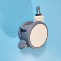 Roue médicale double de 75 mm (3 pouces) pour lit d'hôpital, en TPR, avec frein de blocage total