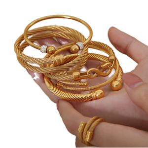 Women's Gold Fashion Bangles Middle East Beads Dubai <b>Balls</b> <b>Bracelets</b> Ethiopian Saudi Arabia Wedding Jewelry African Gifts - Product Image 2