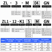 Générateur de vide ZL3H06 Économe en énergie PZL112A Haute capacité de débit à pression négative ZL6H04V-GN/G 0,4 kg Fabriqué en Chine continentale