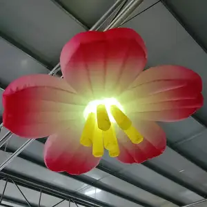 Fleurs suspendues gonflables de décoration commerciale éclairage LED fleur gonflable suspendue géante avec lumières LED