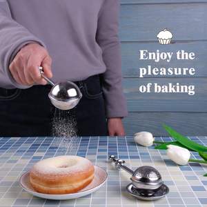 Infuseur à thé en vrac en acier inoxydable, tamis à sucre en poudre, saupoudreuse à farine à ressort pour pâtisserie - Product Image 6
