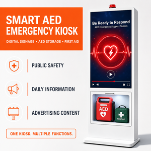 Kiosque AED, signalisation numérique, trousse de premiers secours, armoire intelligente pour défibrillateur, écran tactile 43/55 pouces, système de surveillance IoT, capteur, système d'alarme - Product Image 2
