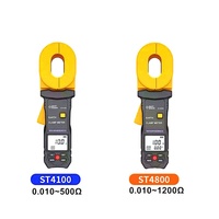 ST4100 Medidor de Resistencia de Puesta a Tierra con Pinza Digital 0.01-500Ω, Comprobador de Puesta a Tierra con Pinza, Alimentación por Batería de 6V